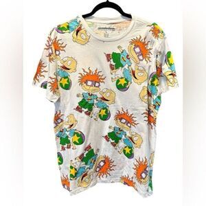 NWOT Nickelodeon Unisex White Short Sleeve Graphic Tee Shirt 90s Rugrats- Size L